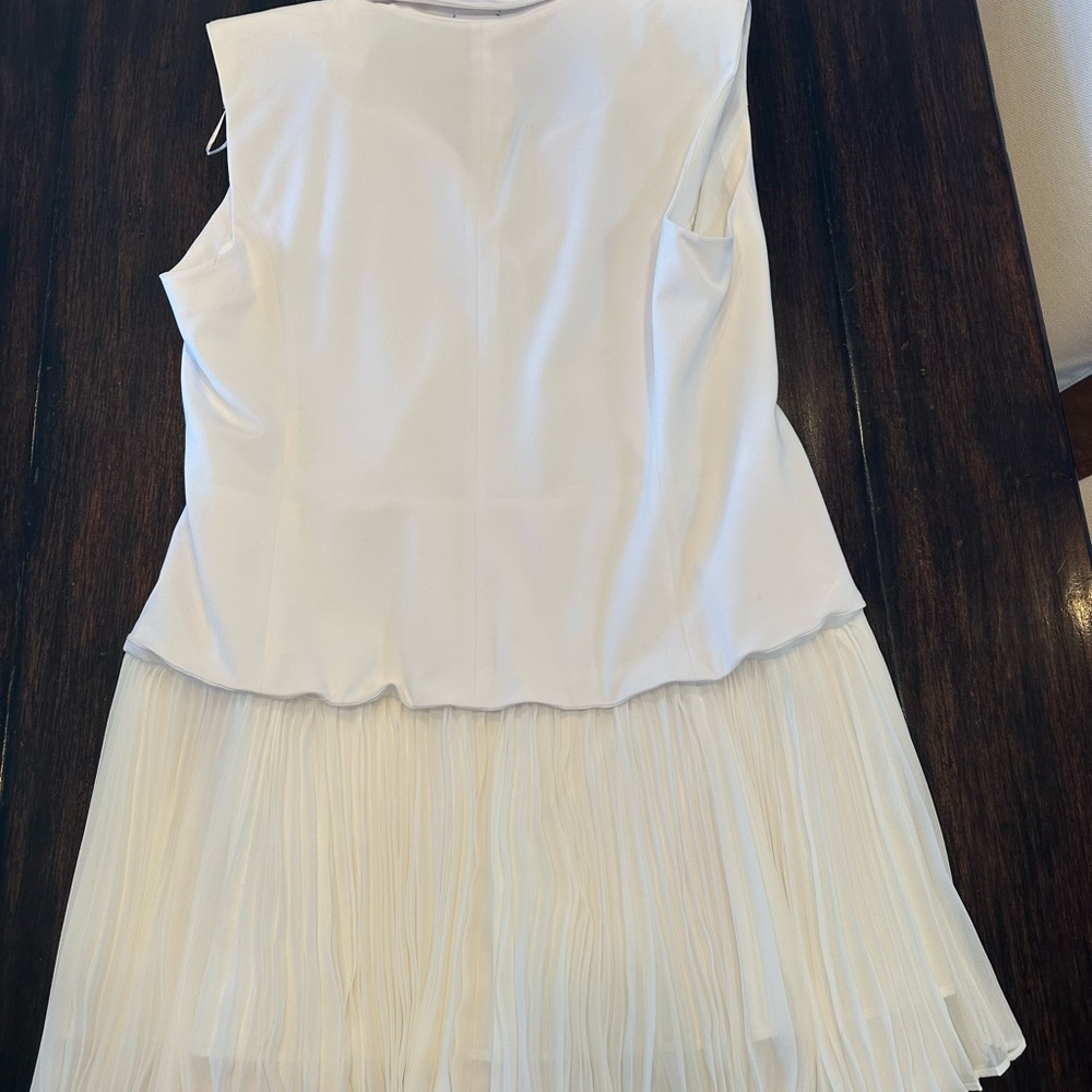 Halogen White Sleeveless Pleated Mini Dress - Picture 4 of 5